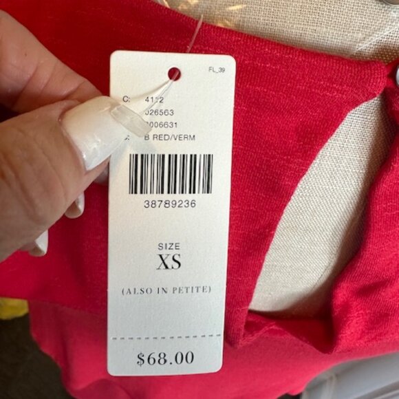 Deletta Anthropologie NWT Coral Red Asymmetrical Top - Picture 2 of 16